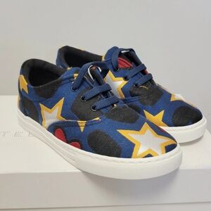 Stella McCartney • Lace Up Sneakers Canvas Hearts And Stars SIZE 5.5